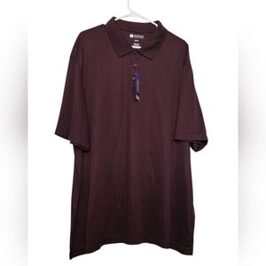 NEW Haggar Polo Shirt Mens 2 X Red Burgundy Performance Golf Short Sleeve UPF UV